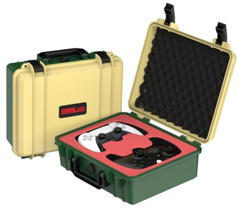 ARVALOLET Controller-Aufbewahrungstasche, Hartschalen-Reisetasche, wasserdicht, for Switch Pro, PS5, PS4 Controller, Gelb und Grün