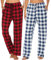 Ekouaer 2er Pyjamahose Damen Lang Schlafhose Karierte Schlafanzughose Freizeithose mit Taschen S