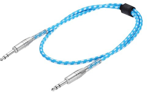 sourcing map Guitar Instrument Cable, 3 Feet 1/4 Inch to 1/4 Inch Straight to Straight Angle Electric Guitar Jack Cable Wire for Guitar Bass, White Blue