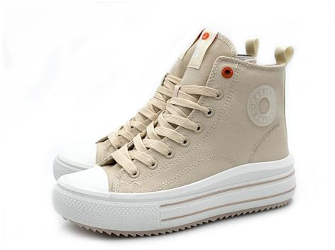 REFRESH - Zapatillas Abotinadas Mujer Beige - Calzado Cómodo y Versátil - Moda casual - Modelo 17272201 (Talla 40)