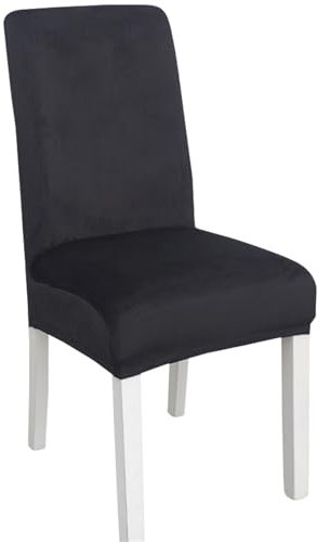 Stuhlhussen 2er/4er/6er Set, Stretch Abnehmbare Waschbar Hohen Zurück Stuhlhussen Aus Samt, Für Haus Küche Hotel Bankett Restaurant Party (Schwarzgrau,2er-Set)