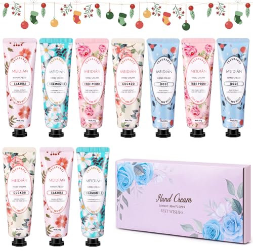 Handcreme, Handcreme Set Handcreme Sheabutter 300ml, 10 pack Mini Handcreme Feuchtigkeitscreme, Handcreme Set Für Trockene, Rissige Hände, Geschenk für Frauen, Damen Weihnachtsgeschenke