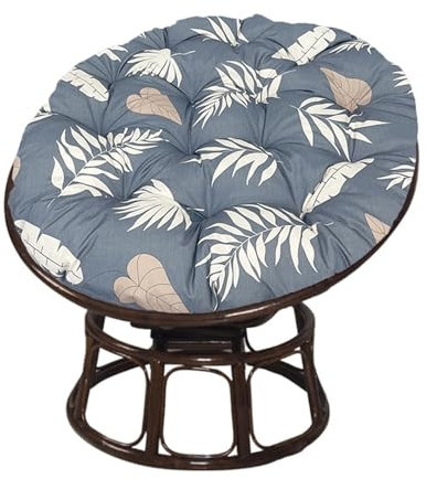 Hiseng Papasansessel Kissen Sitzauflage, Rundes Papasan Stuhlkissen, Wasserdicht Dicke Stuhlkissen Weich Sitzkissen Hängesessel für Indoor Outdoor Garten Stuhlauflage (130cm,graue Blätter)