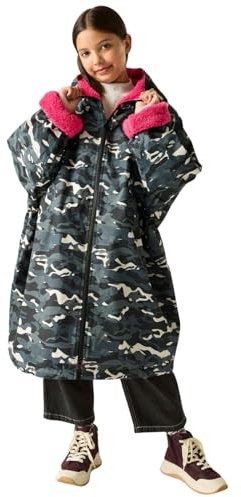 Regatta Kids Spirit Of Adventure Changing Robe - Black Camo/Pink - 5-9 Yrs