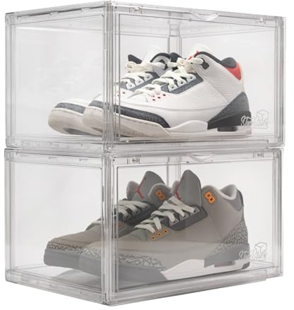 ShoeStack Shoe Storage Boxes, 360 Degree View, Acrylic, stackable shoe crates, (6 Pack)