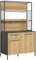 Newroom Pantryküche Authentic Oak Grau Singleküche Industrial Modern - 199x114x56 cm (BxHxT) - Miniküche Küchenblock - [Kalindi.one] Küche Wohnküche