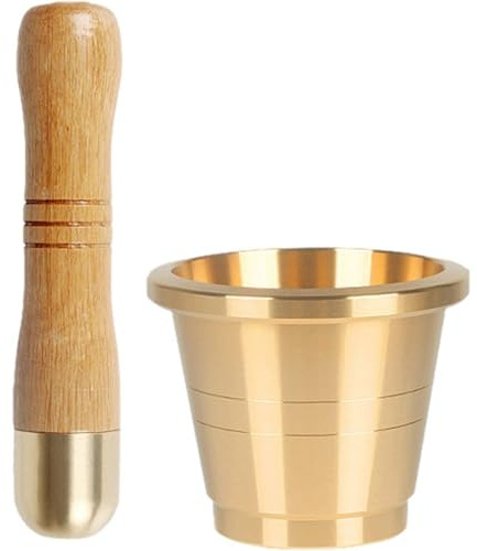 Lpitoy Juego De Molinillo De Latón, Mortero Portátil para Moler Cuencos, Molinillo De Especias Multifunción, Kit De Trituración De Cocina para Cereales De Nueces Domésticos