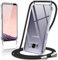 Coiwxmoi Coque avec Cordon pour Samsung Galaxy S8 5,8, Collier Réglable Téléphone Étui Portable Lanyard Case Transparent Ultra Souple Silicone Housse Antichoc Protection Cover pour Samsung S8, Noir