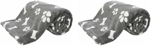 TRIXIE Kenny Decke, Plüsch, 75 × 50 cm, grau (Packung mit 2)