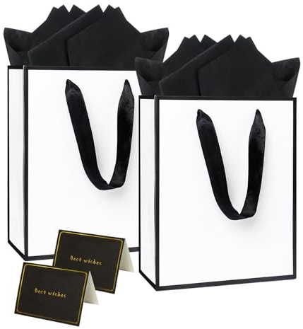 2 Pack 9.0× 7.0× 3.15 Inches Gift Bags for Presents Medium Gift Bag with Tissue Paper
