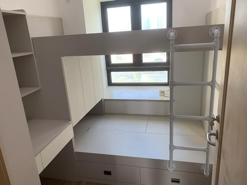 MBXLDGFD Kellerfenster/Fluchtleiter für Dachboden, Wohnmobil, Industriestil, Etagenbetten, Hochbettleiter, Weiß, 1,1 bis 2,3 m