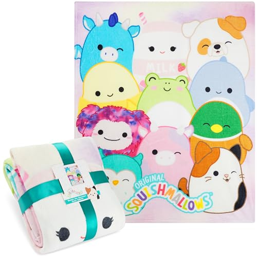 Get Trend Squishmallows Kuscheldecke Kinder, Teenager & Erwachsene 130x150 cm, Kuschel Fleece Decke Flauschig für Bett & Sofa, Geschenke Idee (Multi Squishmallows)