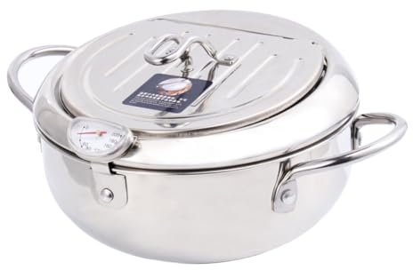 BEBEMOKO Freidora De Aceite con Sartén Cesta De Aceite y Control De Temperatura