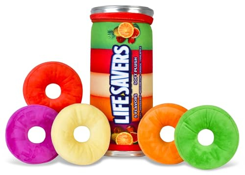 iscream Life Savers Candy Five Flavor Roll 14.5 x 6.25 Pillow Set with 5 Life Saver Mini Pillows