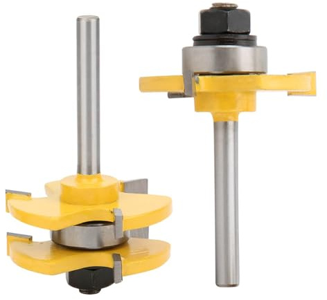 Ndnczdhc 2pcs Zunge und Rillenrouter Bit, 3 Zähne -Form 12,7 mm / 0,5 Zoll Zahntiefe MDF Router Bits 1 /4 Shank