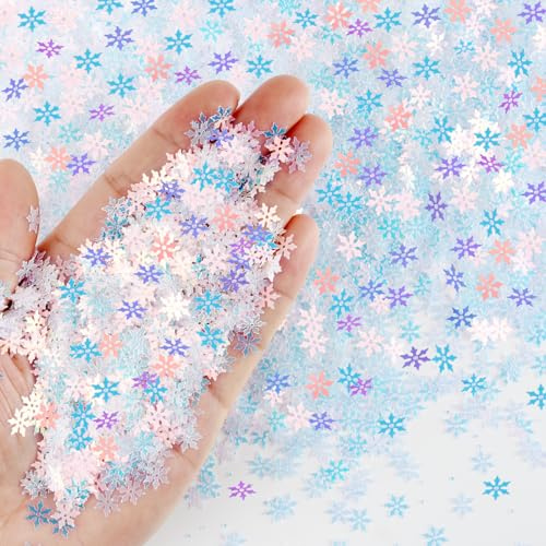 NEBURORA 5000 Stück/100 g Weihnachtsglitzernde Schneeflocken Konfetti Ornamente, bunte PVC-Schneeflocken-Pailletten für Weihnachtstischdekorationen, Winterwunderland-Dekorationen, DIY-Bastelprojekte