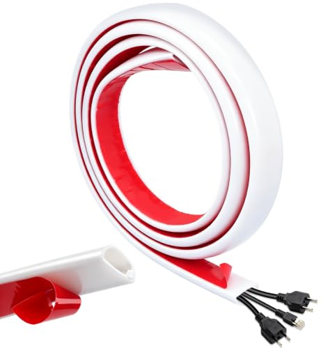 White Cable Trunking Self Adhesive For 2-3 Electric Cables,Flexible Wire Covers For Cables,Conduit Wire Trunking,TV Cable Hider For Wall (White, 1M (for 2-3 wire))