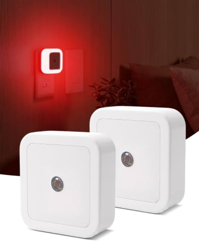 Lamptobe 2 Stück 625nm Nachtlicht Rot, Nachtlicht Steckdose Rot mit Dämmerungssensor Automatisches Ein-/Ausschalten, Kein Blaulicht, Schlaffreundlich, Rotes Nachtlicht, für Kinderzimmer, Schlafzimmer