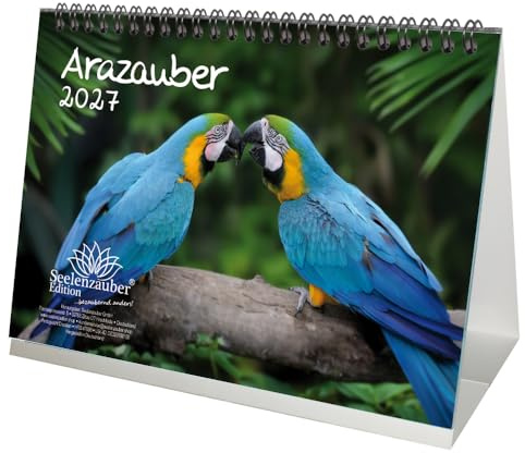Arazauber DIN A5 Tischkalender für 2027 Ara Papageien - Seelenzauber