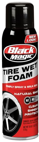 Black Magic 800002220 Tire Wet Foam, 18 oz. - Specially Formulated Thick Tire Spray Foam Clings to Tires to Dissolve and Clean Dirt While Shining and Protecting All In One Step
