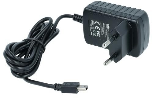 vhbw Mini-USB Ladegerät Universal Ladekabel mit Netzstecker | 1,0 A / 5V Schwarz