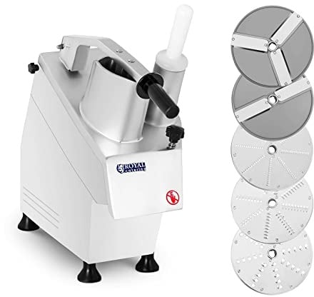 Royal Catering RCGS 55 Gemüseschneider Multischneider Universal-Zerkleinerer (elektrisch, Scheiben-Ø 205mm, 550W, 270 U/min, Aluminium, inkl. 5 Schneidscheiben)
