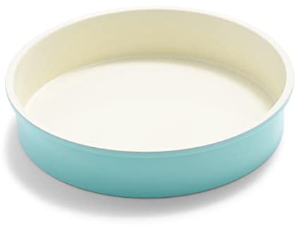 GreenLife Teglia per torte tonde in ceramica antiaderente da 22 cm, senza PFAS, lavabile in lavastoviglie, resistente al forno, turchese