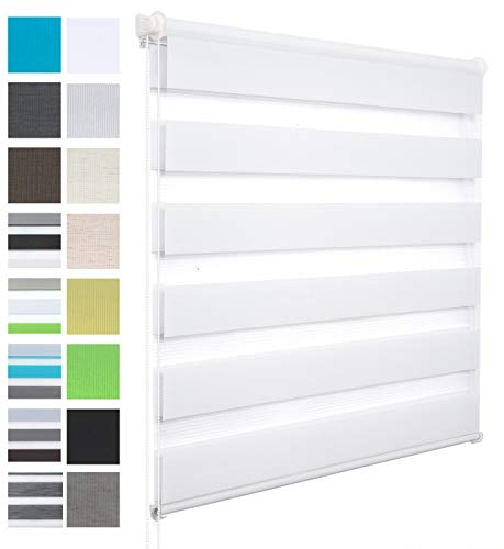 WOLTU Doppelrollo Klemmfix ohne Bohren Weiß B80 x H220 cm, Duo Rollo lichtdurchlässig Fensterrollo für innen verdunkelnd, Zebrarollo mit Kettenzug - Seitenzugrollo für Fenster und Tür