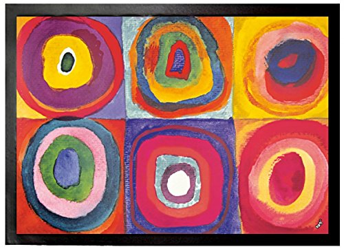 1art1 Wassily Kandinsky Farbstudie, Quadrate Mit Konzentrischen Ringen, 1913 Fußmatte Dekomatte Innenbereich | Design Türmatte 70x50 cm