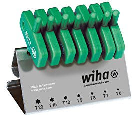 Wiha Juego de llaves Allen con mango de llave TORX de 8 unid., acabado en oxidación negra, incl. soporte de banco de trabajo (25624)