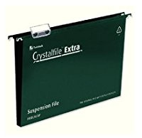 Rexel Crystalfile Extra Suspension File Polypropylene 30mm Foolscap Green Ref 70631 [Pack 25]