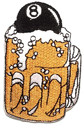 Catch the Patch Bier Billard - (Größe: 4,5 x 7,5 cm) – Stickpatch – Ideal für Kutte, Rockerjacke, Jeansweste, Kleidung & Accessoires – Robuster Patch für Erwachsene