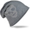 Miobo Slouch Beanie Mütze, Long, Totenkopf Motiv, Herren Damen,StrassTK-Dunkelgrau