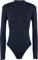 WearAll - Neu Damen Rollkragen Bodysuit Langarm Elastisch Gymnastikanzug Top - Marineblau - 36-38