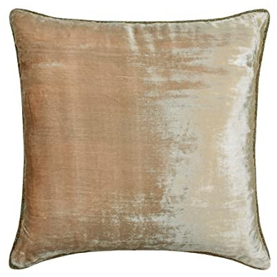 The HomeCentric Pearl Shimmer - 35 x 35 cm EIN Perlendamast Samt Kissenbezug mit handfertigtem Perlenrand