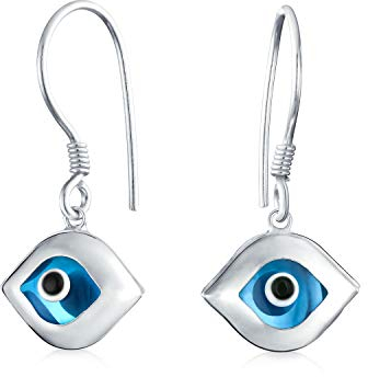 Turco Espiritual Amuleto De Protección Azul Nazar Evil Eye En Forma De Pendientescolgantes Para La Mujer Adolescente De Cristal De Murano .925 Sterling Silver Fish Hook