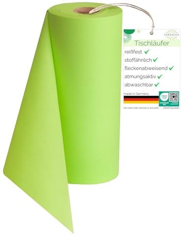 Sensalux Tischläufer, Tischband, stoffähnliches Vlies, Standard 100 by Oeko-TEX® - Klasse I Zertifiziert, 50cm x 25m, Apfelgrün