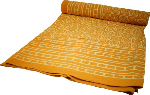 GURU SHOP Blockdruck Tagesdecke, Bett & Sofaüberwurf, Handgearbeiteter Wandbehang, Wandtuch - Design 24, Baumwolle, Size:Double 225x275 cm