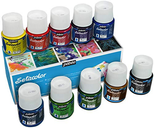 Pebeo Setacolor Flacon de peinture pour tissu Transparent couleurs 10 x 45 ml