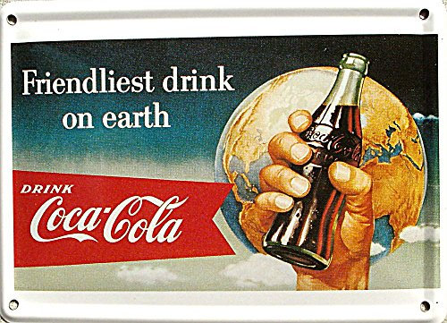 Mini-Blechschild Coca Cola - Friendliest Drink, 11 x 8 cm
