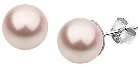 Nenalina, orecchini di perle da donna, orecchini, perla 10 mm, rosa, argento sterling 925, 842402-192