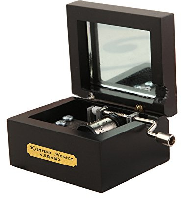 Laxury Mini-Musikbox, kreativ, Holz, mit Handkurbel, 18 Töne, holz, Black-Silver movement, Tune:For Elise