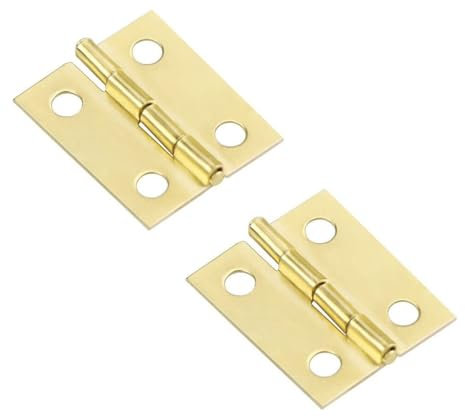 Merriway BH03819 (2 Pcs) EB Steel Butt Hinge, Brass Plated, 25 mm (1 inch) - Pack of 2 Pieces