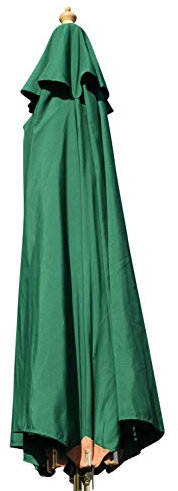 Large Hardwood Garden Parasol Umbrella - 3M Wide - (Dark Green)