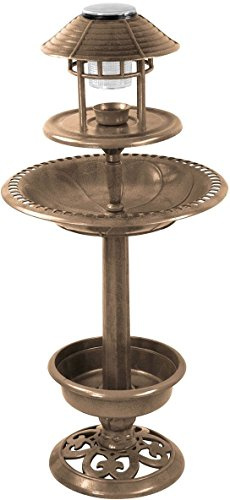 Vasque solaire pour oiseau, Avec mangeoire, lampe et espace bain