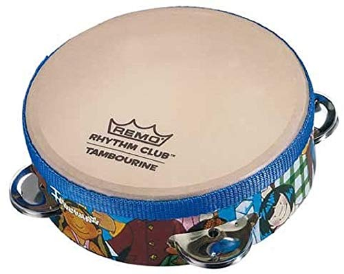 Remo RH-2106-00 Rhythm Club Tambourin Drm. 6.5 Zoll Höhe 1.75 Zoll, Renaissance Fell fest vorgestimmt, 4 Schellen, für Kinder ab 3 Jahren