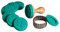 Rayher Hobby 68065000 Keksstempel Set, 10-teilig, 1 Stempelgriff, 1 Ausstechring, 8 Stempelköpfe aus Silikon 4,5 cm ø , Keksausstecher, rund