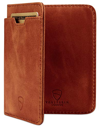 Vaultskin City Slim RFID Blocking Bifold Leather Wallet for Men - Minimalist Front Pocket Card Holder, Holds 9 Cards & Cash, Premium Italian Leather