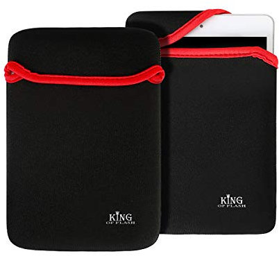 King of Flash 7 Black Slim Soft Neoprene Sleeve for Android Tablets PC & other Devices Full Protection Reversible Padded Cover Case