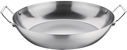 Vogue Carbon Steel Paella Pan 33cm, 3.6Ltr - Induction Compatible, Even Heat Distribution GD073